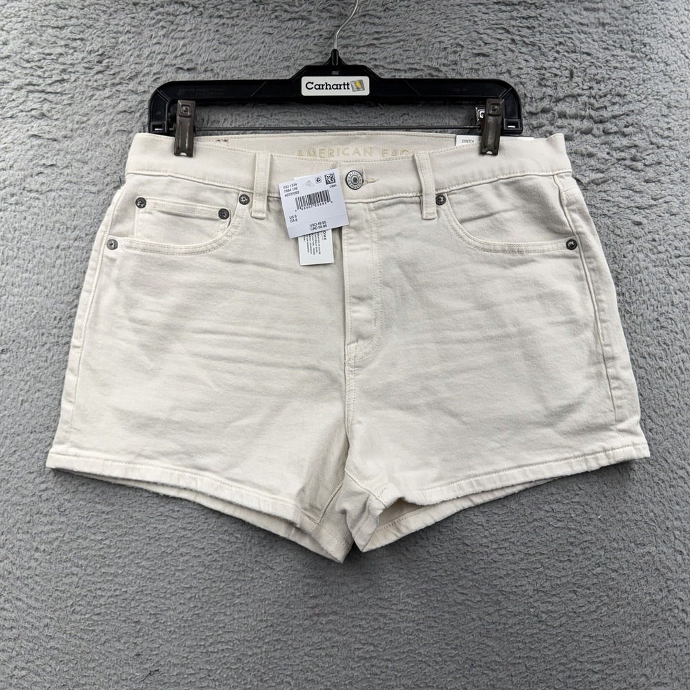 American Eagle Women's Relaxed Denim Shorts Size 8 NWT White Summer Comfort